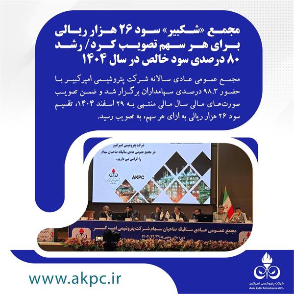  مجمع «شکبیر» سود ۲۶ هزار ریالی برای هر سهم تصویب کرد/ رشد ۸۰ درصدی سود خالص در سال ۱۴۰۴ 